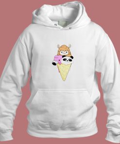 Kids Funny Ice Cream Shirt Flamingo Panda Llama Icecream Aesthetic Hoodie Style