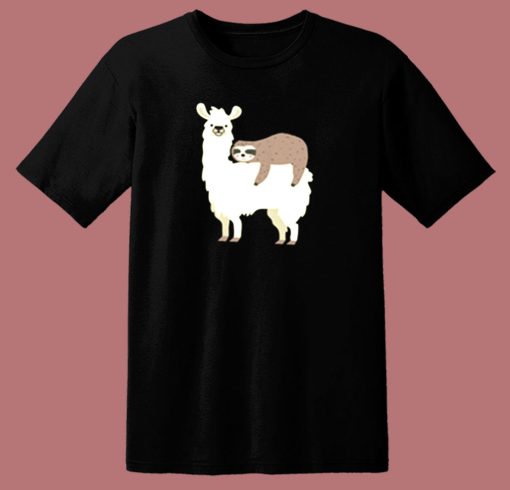 Llama And Sloth Hugging Cuddly Besties 80s T Shirt