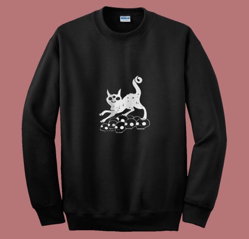 Magic Cat On Skulls 80s Sweatshirt