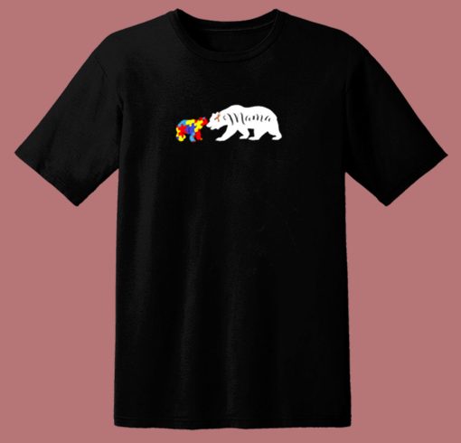 Mama Bear Autism Awareness 80s T Shirt