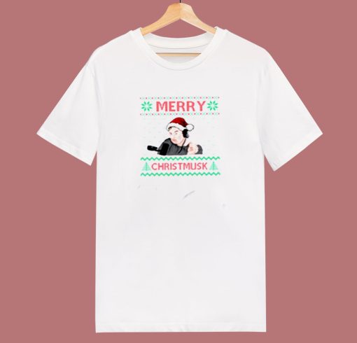 Merry Christmusk Funny Elon Musk 80s T Shirt