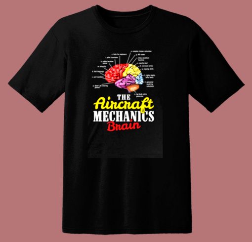 Pilot Airplane Mechanic Brain 80s T Shirt