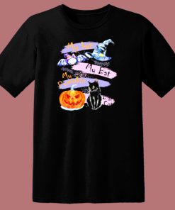 Pumpkin Black Cat Halloween 80s T Shirt