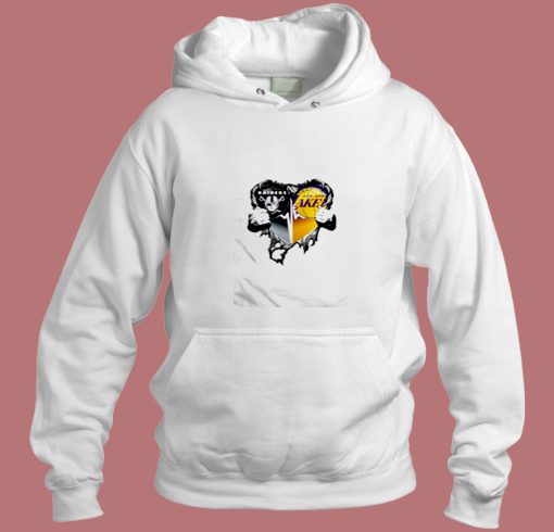 Raiders And Los Angeles Laker Inside Heart Aesthetic Hoodie Style