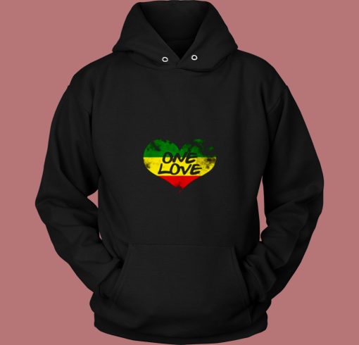 Rastafari One Love Vintage Jamaican Heart 80s Hoodie