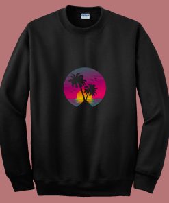 Retro 80s Aesthetic Sunset In A Circle 80s Sweatshirt