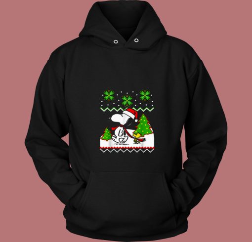 Santa Peanuts Snoopy And Woodstock 80s Hoodie