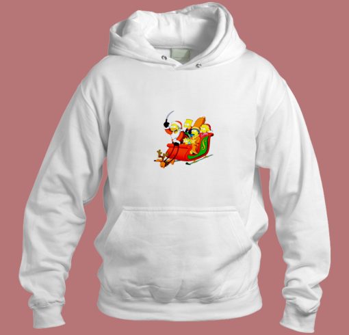 Simpsons Christmas Family On A Sleigh Aesthetic Hoodie Style