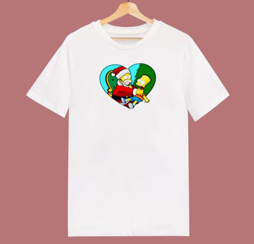 Simpsons Christmas Homer Santa And Bart 80s T Shirt