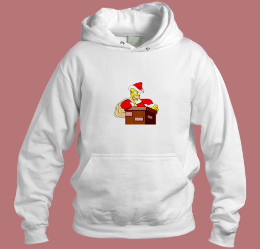 Simpsons Christmas Homer Santa Climbs Into The Chimney Aesthetic Hoodie Style