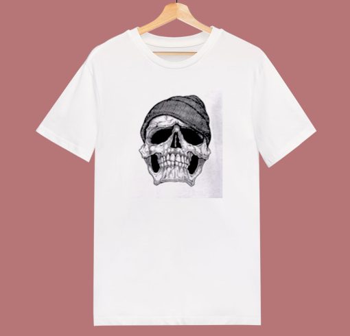 Skull With Beanie Hat Style 80s T Shirt