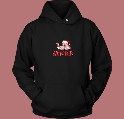 Sleigher Santa Heavy Metal Christmas 80s Hoodie