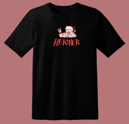 Sleigher Santa Heavy Metal Christmas 80s T Shirt