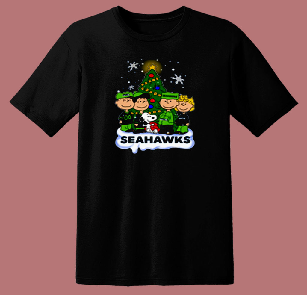 Snoopy Peanuts Seattle Seahawks Christmas 80s T Shirt 