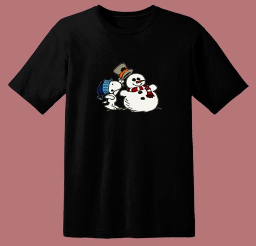 Snoopy Peanuts Snowman Christmas 80s T Shirt