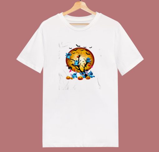 Stitch Pumpkin On Tree Happy Halloween 80s T Shirt