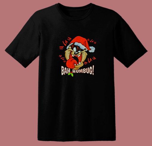 Tasmanian Bah Humbug Tongue Christmas 80s T Shirt