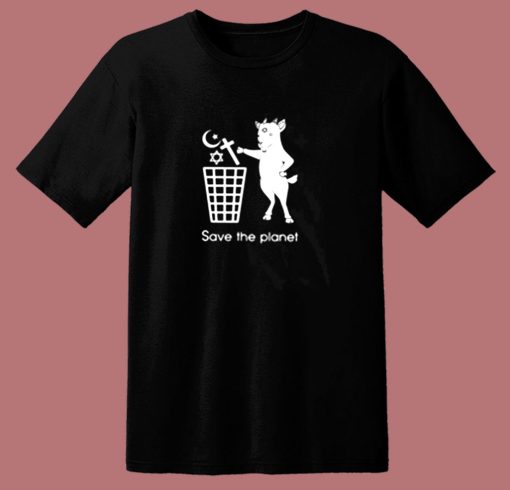 The Satan Goat Save The Planet 80s T Shirt