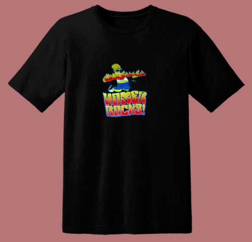 The Simpsons Homer Rocks 80s T Shirt