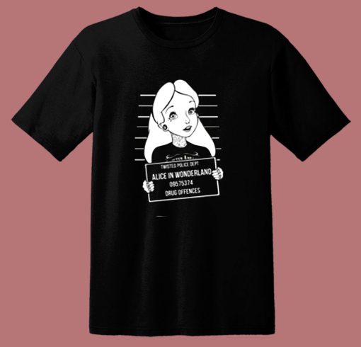 Twisted Punk Disney Alice In Wonderland Mugshot 80s T Shirt