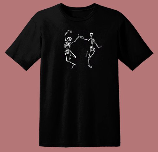 Dancing Skeletons Halloween 80s T Shirt