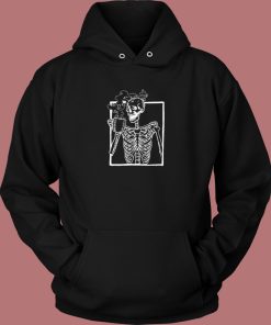 Skeleton Drinking Coffee Hoodie Style