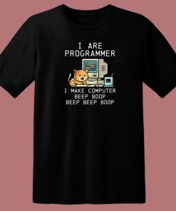 Programmer Cat Beep Boop 80s T Shirt