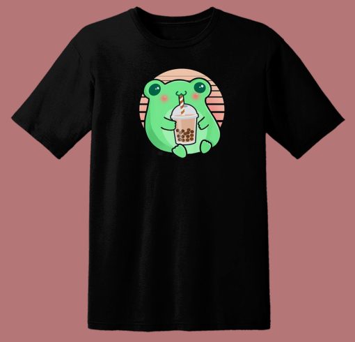 Frog Boba Tea Funny 80s T Shirt Style