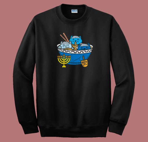 Jewish Cats Ramen Funny 80s Sweatshirt