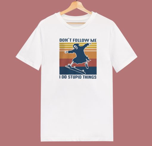 Skeleton Skateboard Dont Follow Me 80s T Shirt Style