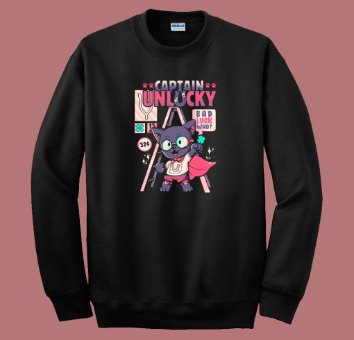 Captain Cat Unlucky Graphic 80s Sweatshirt