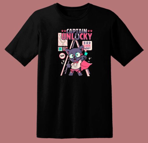 Captain Cat Unlucky Graphic 80s T Shirt Style