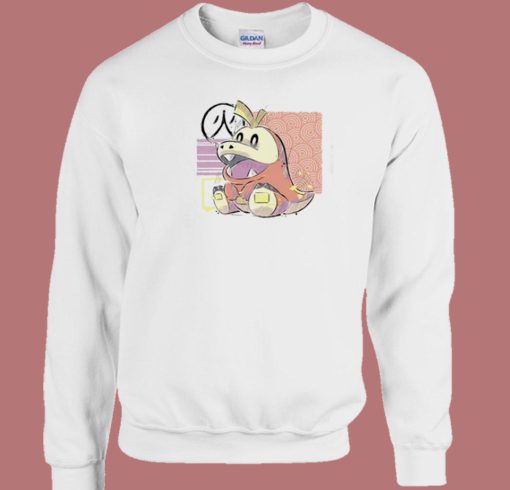 Fire Crocodile Funny 80s Sweatshirt