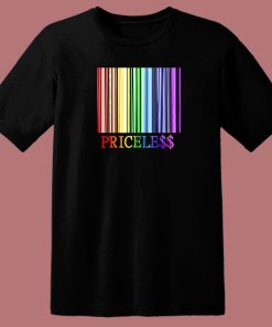 Rainbow Pride Priceless Barcode 80s T Shirt Style