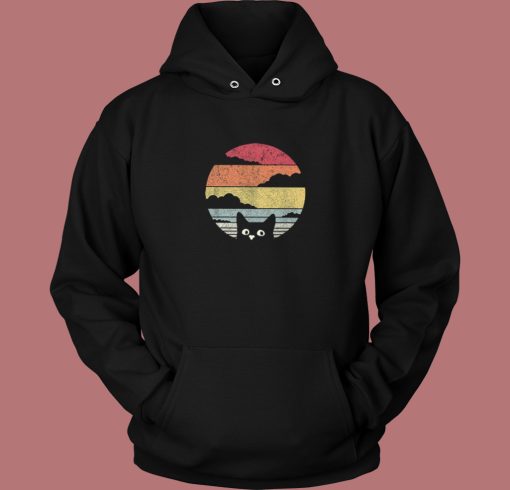 Cat Hiding Retro Funny Hoodie Style