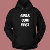 Girls Cum First 80s Hoodie Style