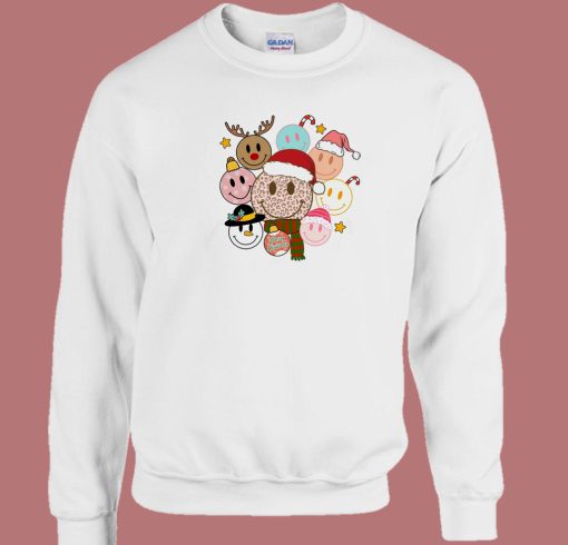 Retro Smiley Face Christmas Sweatshirt