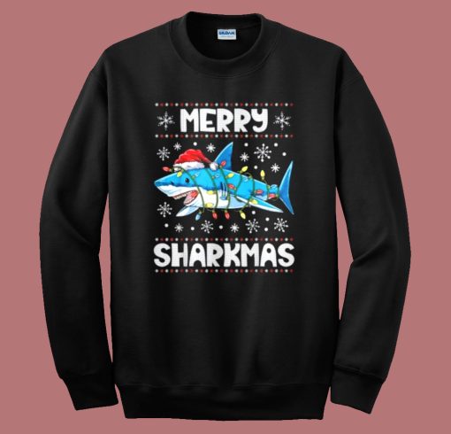 Sharkmas Shark Santa Hat Sweatshirt