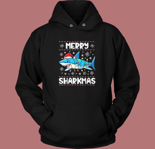 Sharkmas Shark Santa Hat Hoodie Style