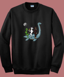 Alien Unicorn Bigfoot Riding Loch Ness Monster Summer Sweatshirt