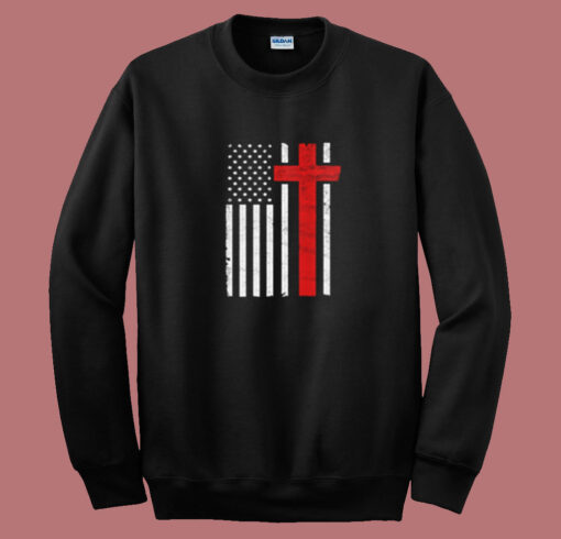 American Flag Christian Cross Usa Flag Summer Sweatshirt