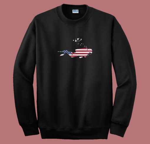 American Flag Usa Free Diving Scuba Diver Summer Sweatshirt