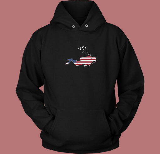 American Flag Usa Free Diving Scuba Diver Vintage Hoodie