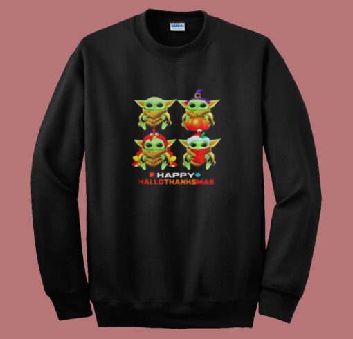 Baby Yoda Happy Hallothanksmas Summer Sweatshirt