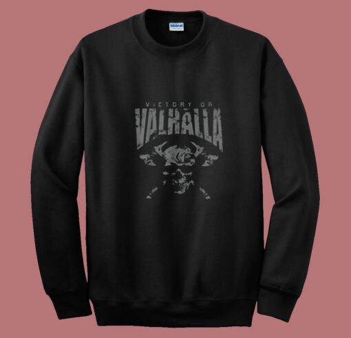 Black Victory Or Valhalla T Shirt Skull And Viking Summer Sweatshirt