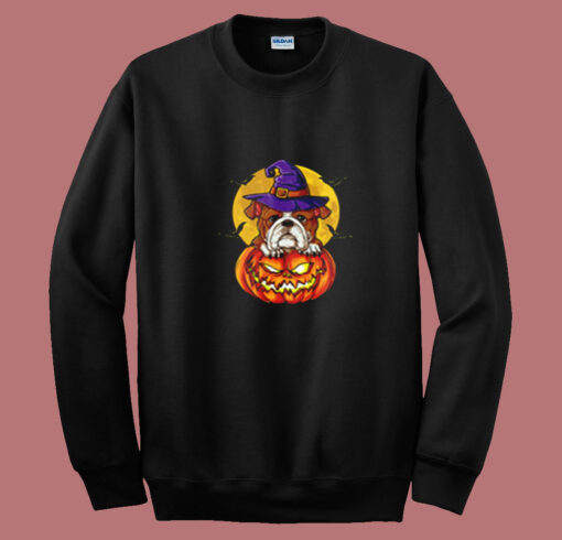 Bulldog Witch Pumpkin Halloween Summer Sweatshirt