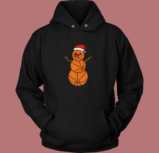 Christmas Basketball Snowman Vintage Hoodie