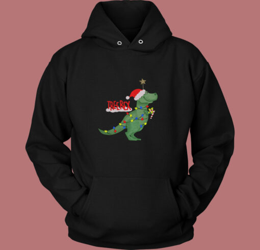 Christmas Tree T Rex Funny Parody Vintage Hoodie