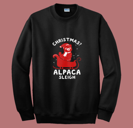 Cute Christmas Alpaca Sleigh Summer Sweatshirt