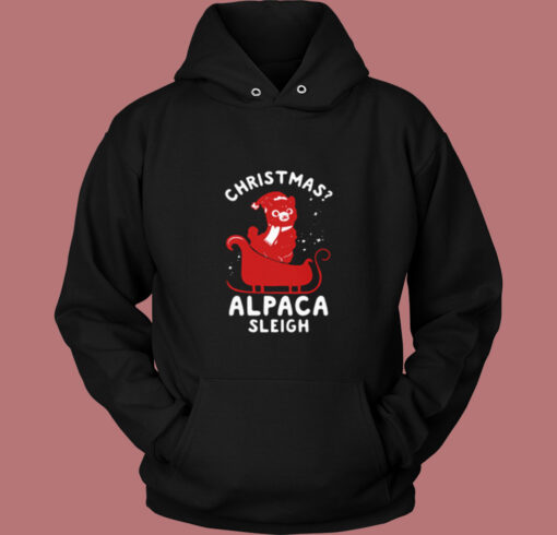 Cute Christmas Alpaca Sleigh Vintage Hoodie